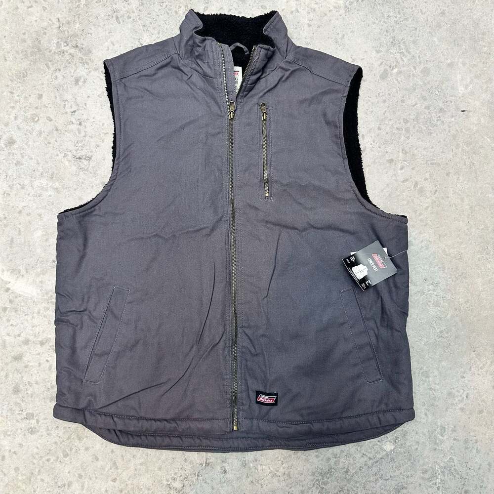 NWT Dickies Men's Sherpa Lined Vest Charcoal Gray - XL